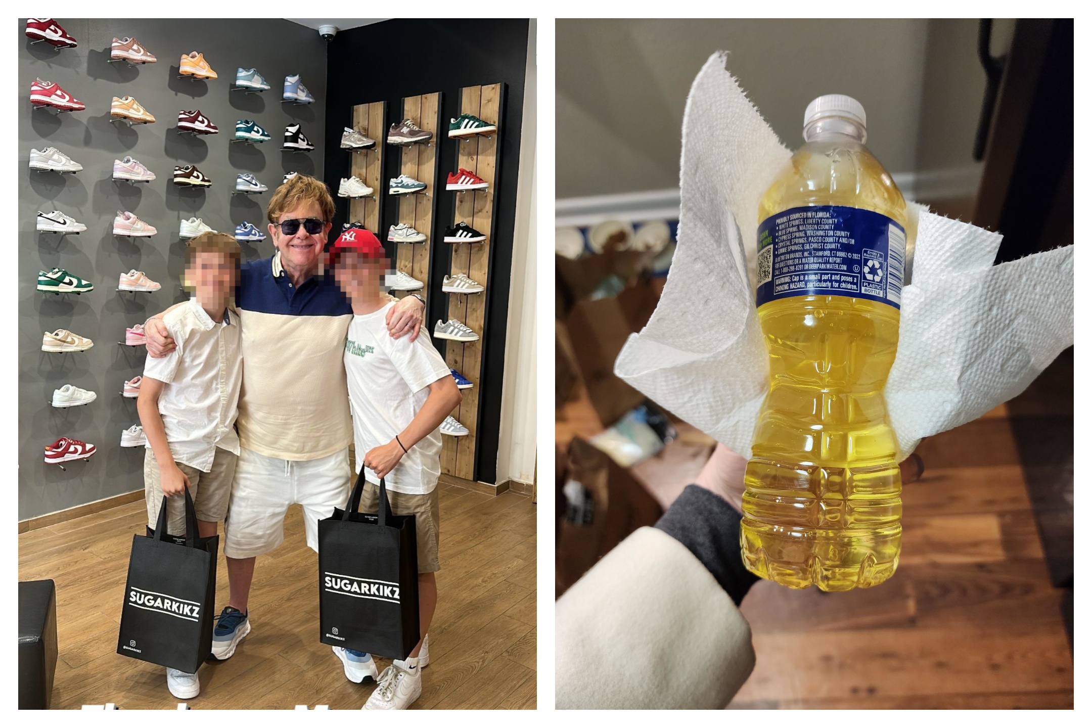 Elton John si fa la pipì addosso in un negozio: si salva con la bottiglietta