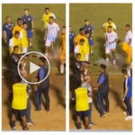 El partido termina y los equipos discuten que la policía dispara el video impactante del portero