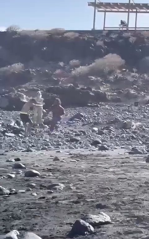 Scopre ladro in spiaggia, turista lo massacra a colpi di ombrellone: video