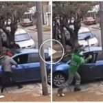 El barrendero utiliza una escoba para impedir el robo de coches: los ladrones huyen