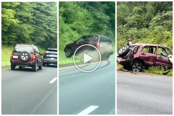 Guidatrice rabbiosa tenta sorpasso "off road" in autostrada e distrugge l'auto: video shock