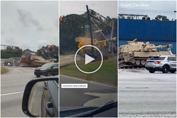 Panzer bleibt am Bahnübergang stecken, Zug löst ihn auf