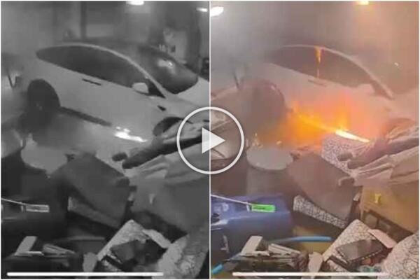 Garage von Hurrikan überschwemmt, Tesla explodiert: dramatisches Video