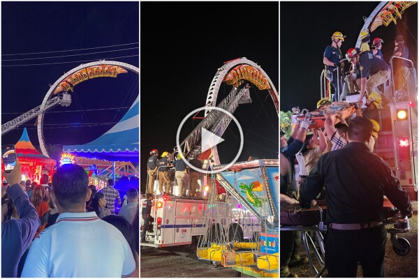 Un carrousel s'écrase et laisse les passagers tête en bas : sauvé par les pompiers