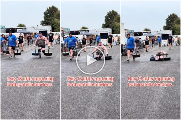 Il campione di strongman Dan Jones si spezza tendini e rotule in una gara: video shock