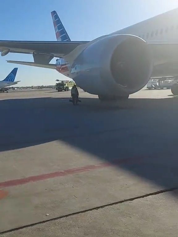 L'avion "dévore" un chariot à bagages avec moteur : l'accident filmé