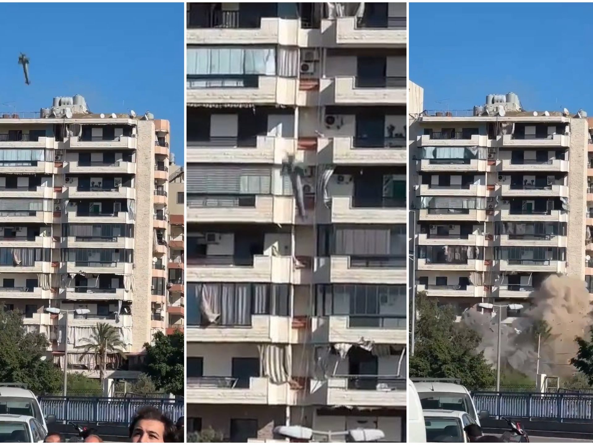 Beirut, das schockierende Video der Rakete, die ein Gebäude zerstört