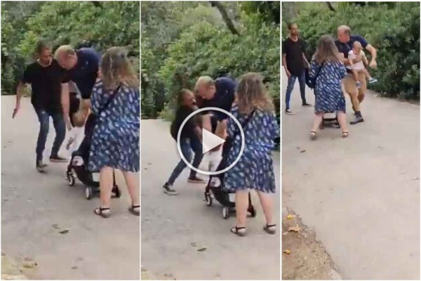 Niña de un año abofeteada por un inmigrante sin hogar en un parque impactante vídeo