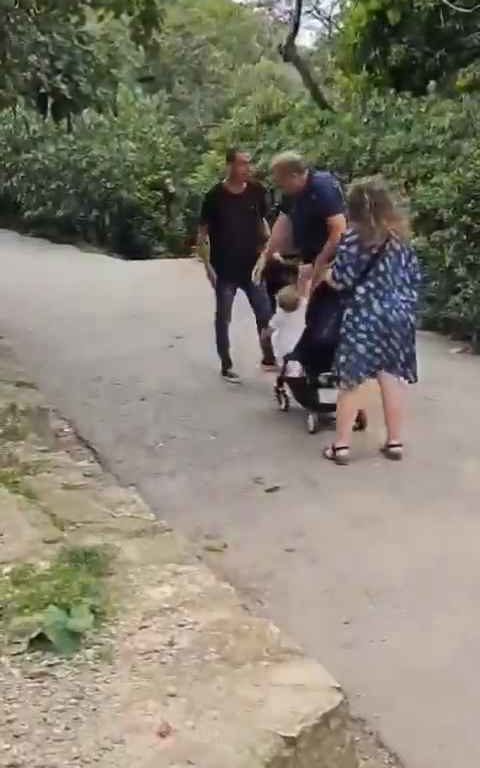 Bimba di un anno presa a schiaffi da un senzatetto immigrato in un parco video shock