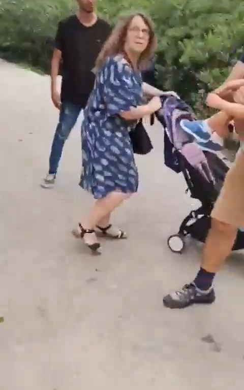 Bimba di un anno presa a schiaffi da un senzatetto immigrato in un parco video shock