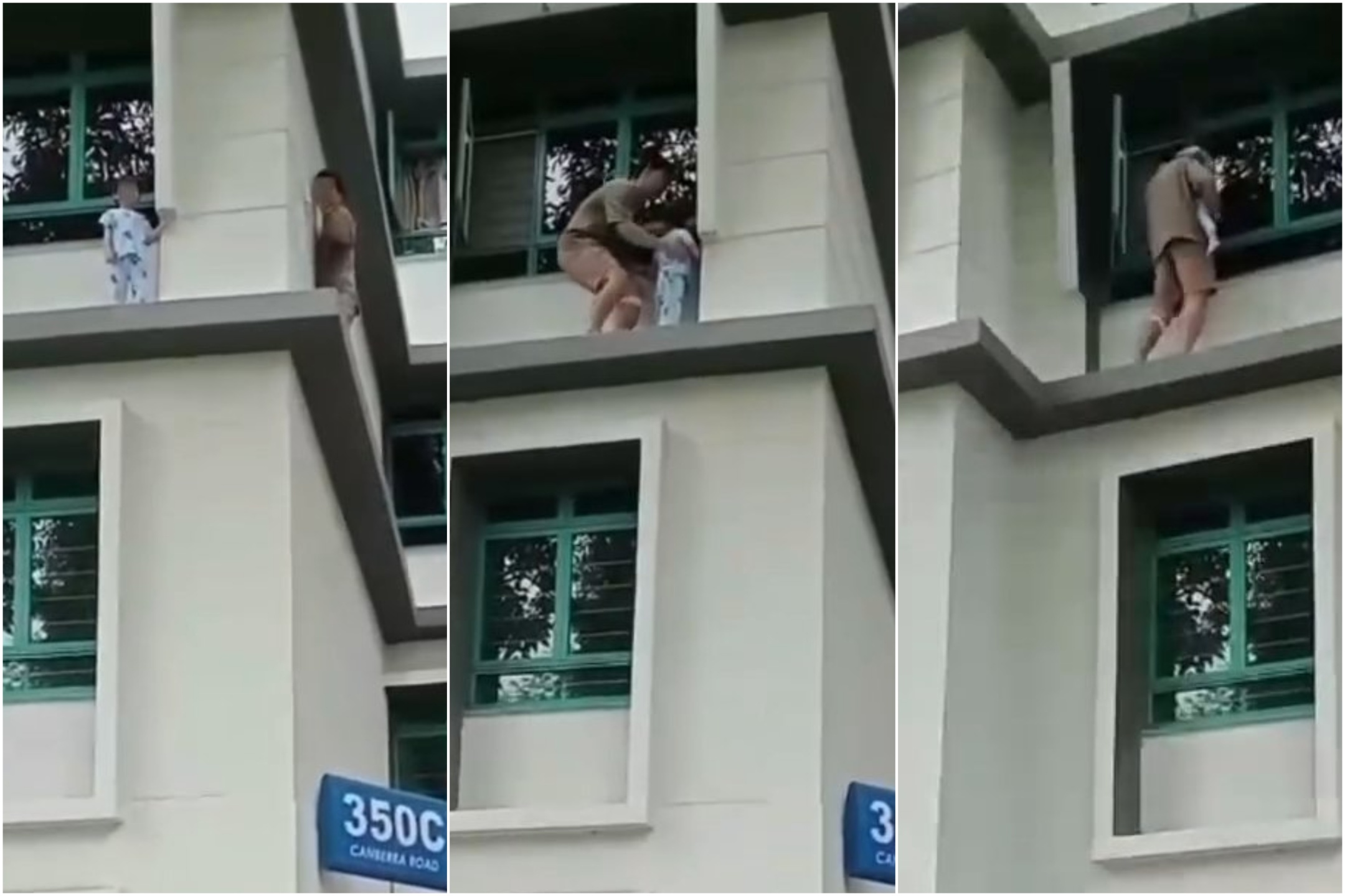 Un garçon de deux ans marche sur un rebord au troisième étage : un héros le sauve