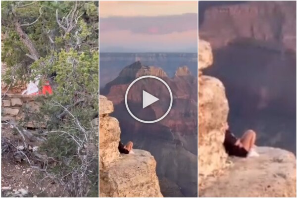 Sie machen Yoga am Abgrund des Grand Canyon, kritisierten verantwortungslose Touristen in den sozialen Medien