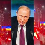 Putin wird gedemütigt, Hacker schwenken die ukrainische Flagge, als er vorbeigeht