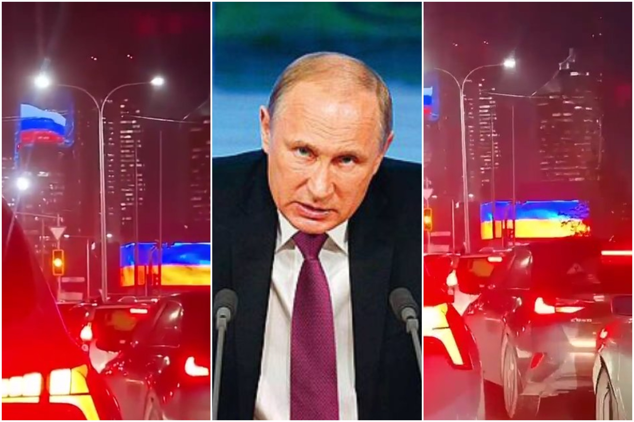 Putin umiliato, hacker fanno sventolare la bandiera ucraina al suo passaggio