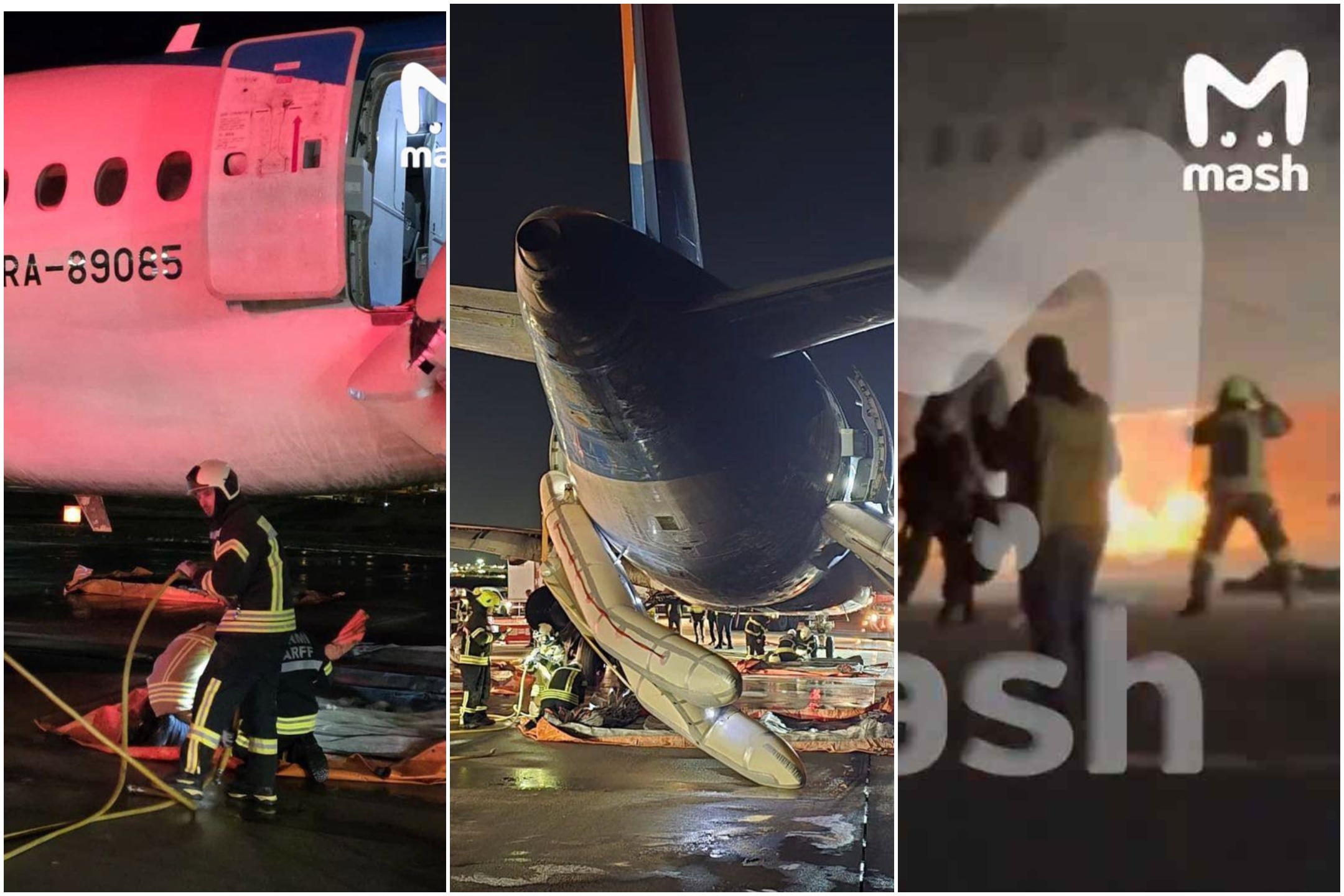 Un avion de ligne russe prend feu à l'atterrissage : images des secours