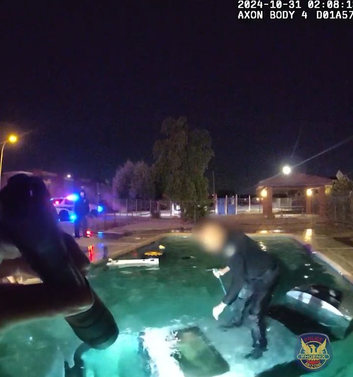 Auto prallt in Schwimmbad, dramatische Rettung durch die Polizei: Video