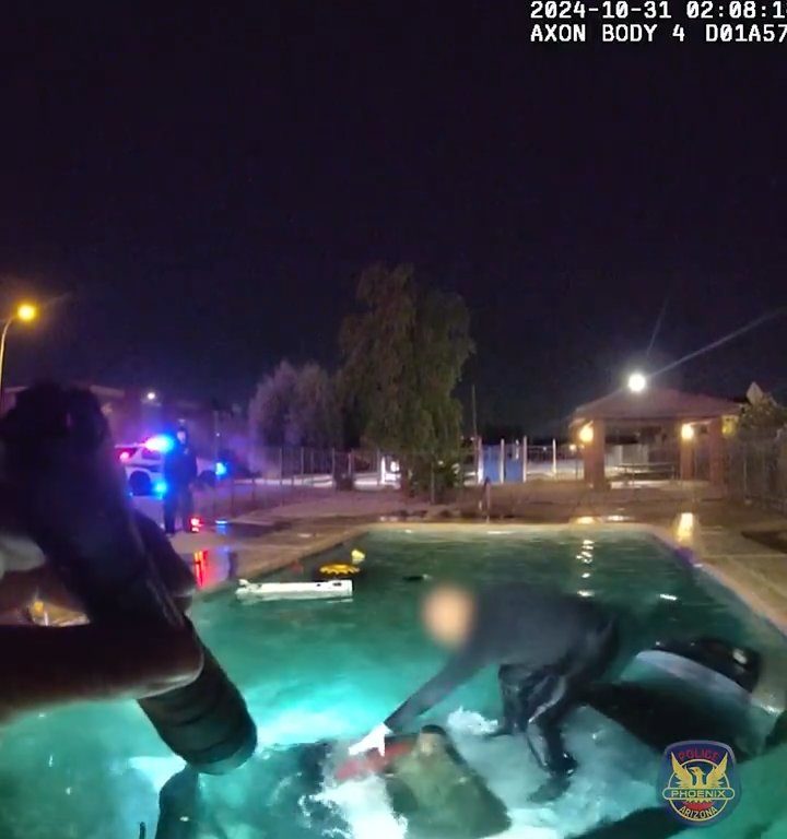 Auto prallt in Schwimmbad, dramatische Rettung durch die Polizei: Video