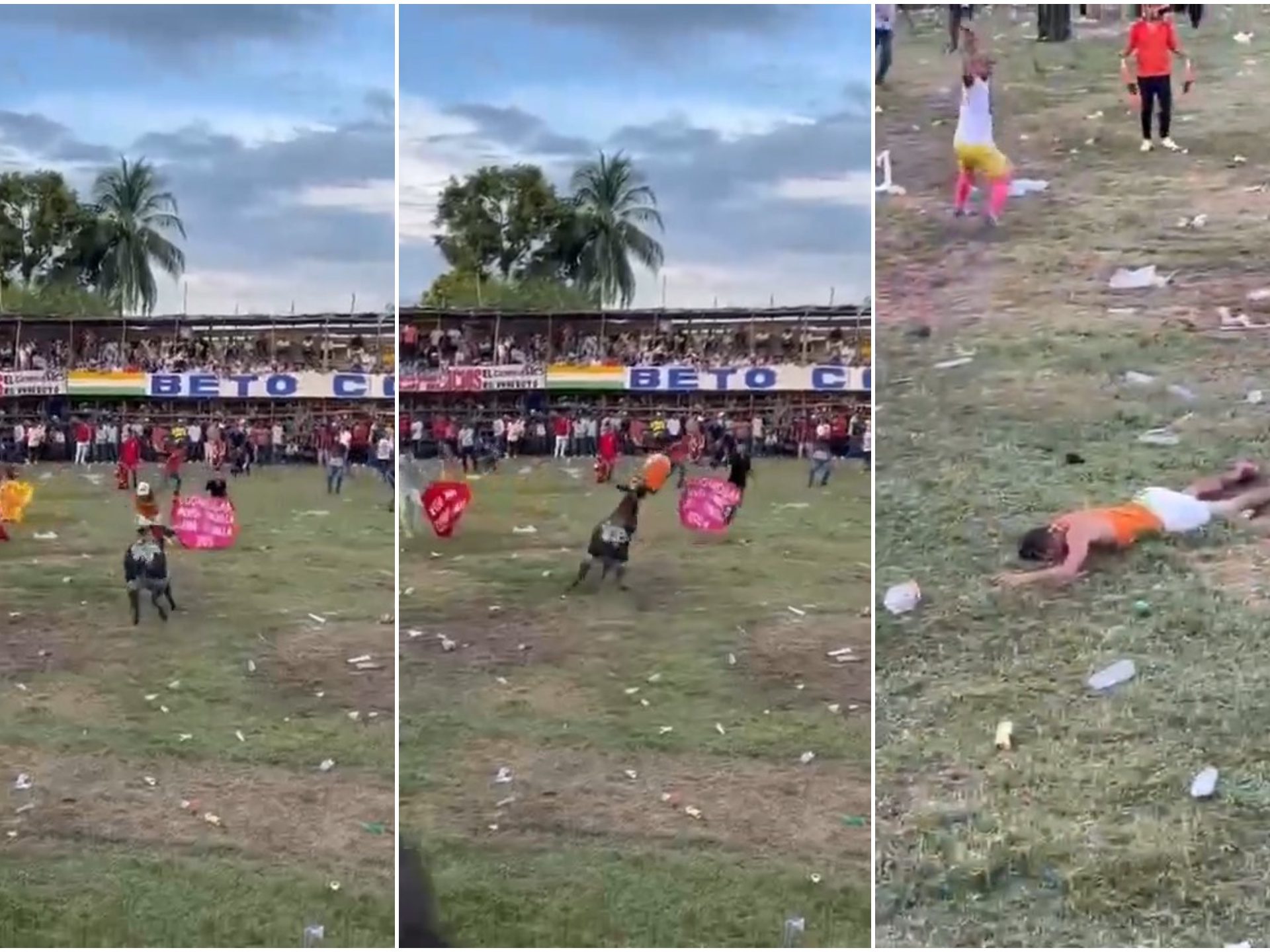 Trágica corrida de toros, hombre intenta saltar sobre el toro y muere corneado impactante video