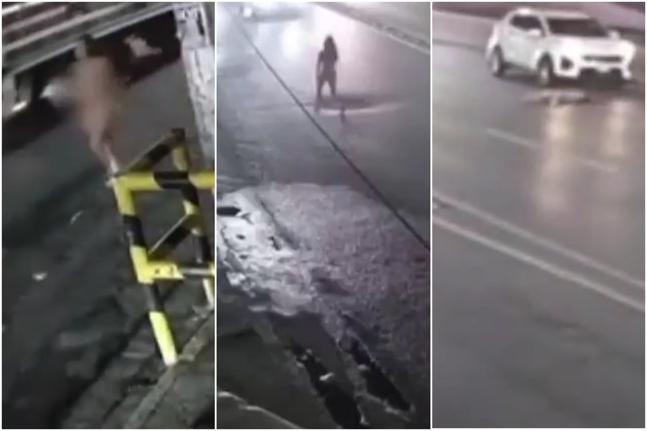 Mujer desnuda cruza carretera y es atropellada: impactante video