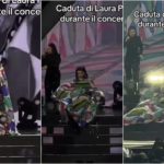 Laura Pausini macht sich beim Konzert in Mailand lächerlich: Sie stürzt die Treppe hinunter
