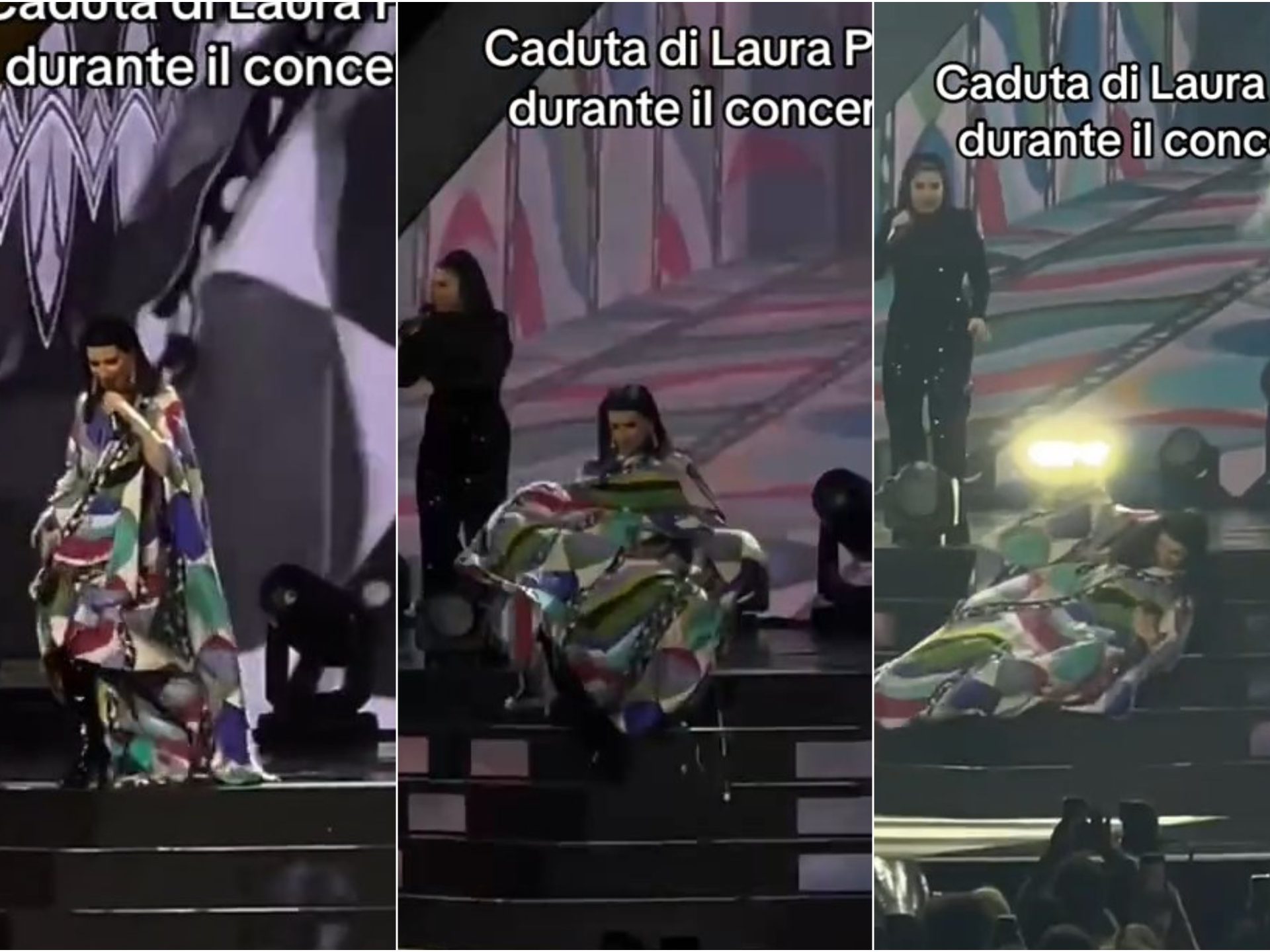 Figuraccia di Laura Pausini al concerto di Milano: precipita dalle scale