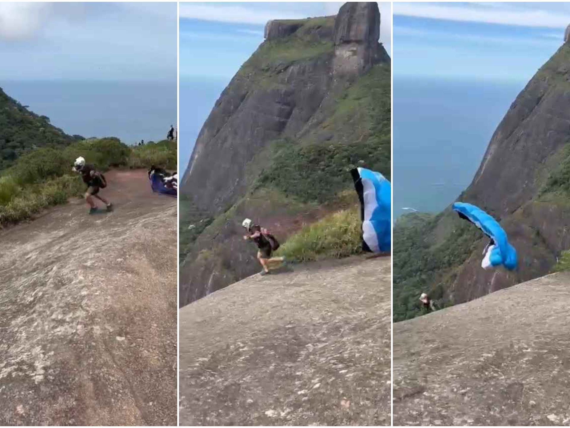 Un instructeur de parachutisme décède en sautant d'une falaise, vidéo d'un accident