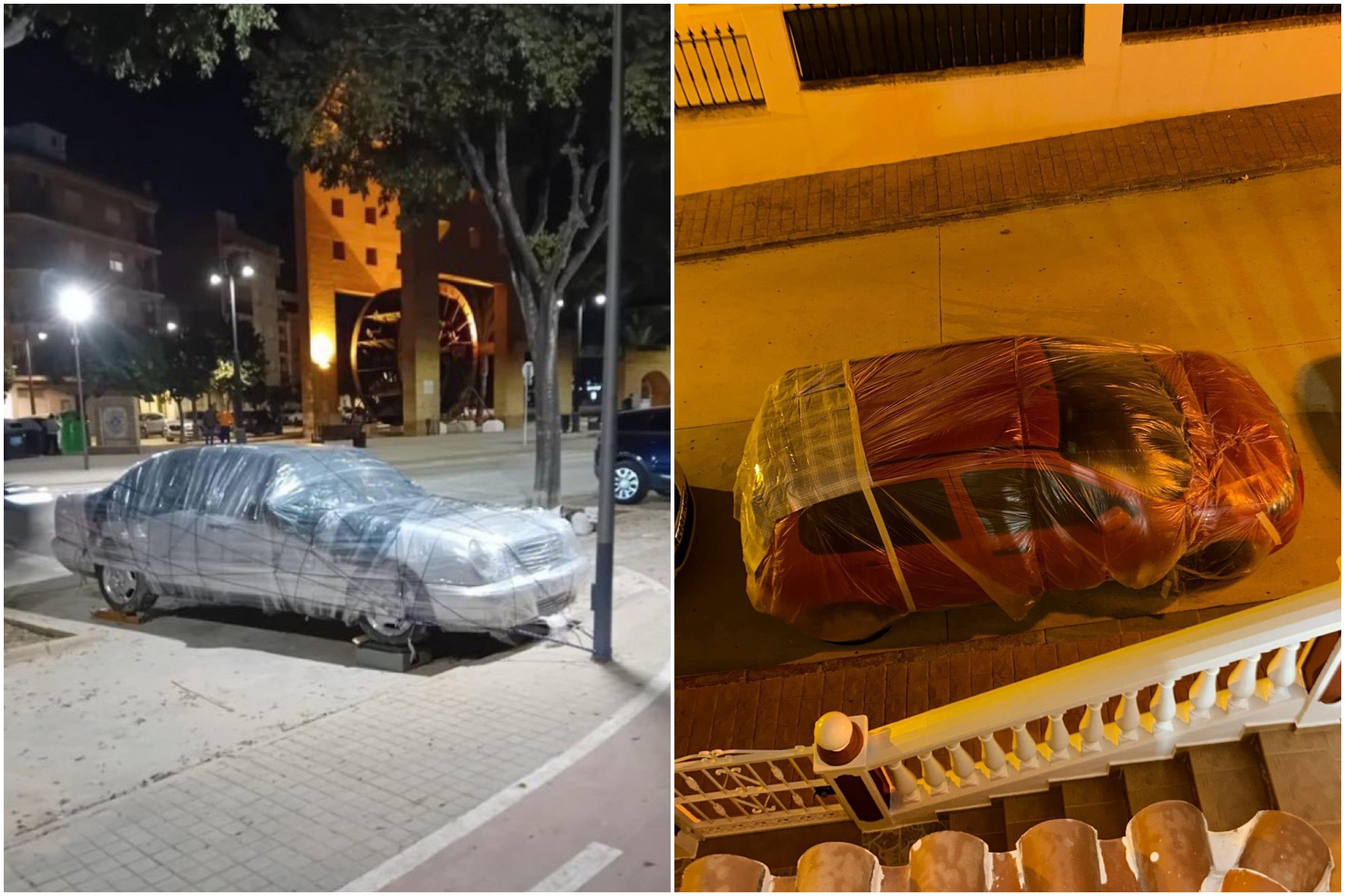Los malagueños atan y atan coches a farolas por miedo a las inundaciones