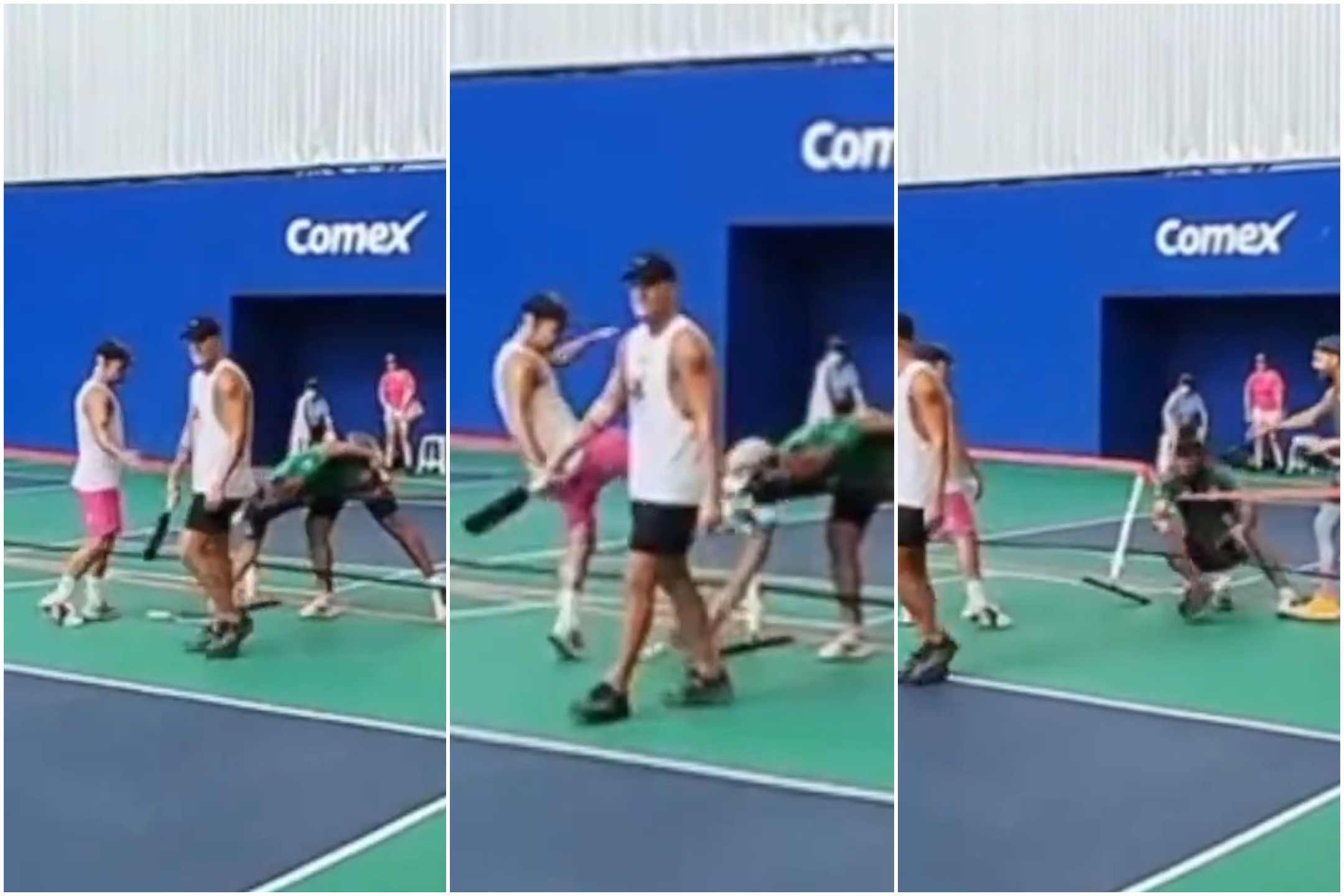 Une partie de pickleball se termine par des coups de pied au visage : la vidéo virale brutale
