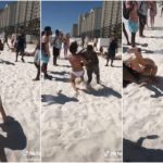 Mädchen fordert Fußballspieler am Strand heraus und wird brutal behandelt: virales Video