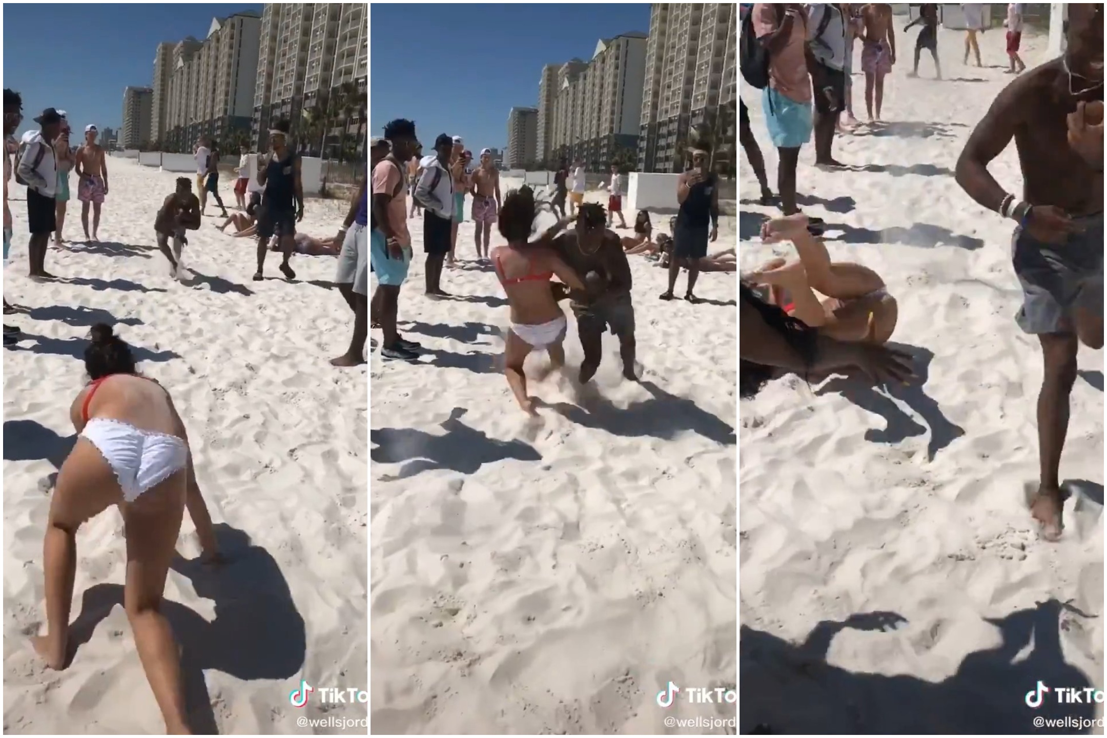 Une fille défie un joueur de football sur la plage et se fait brutaliser : vidéo virale