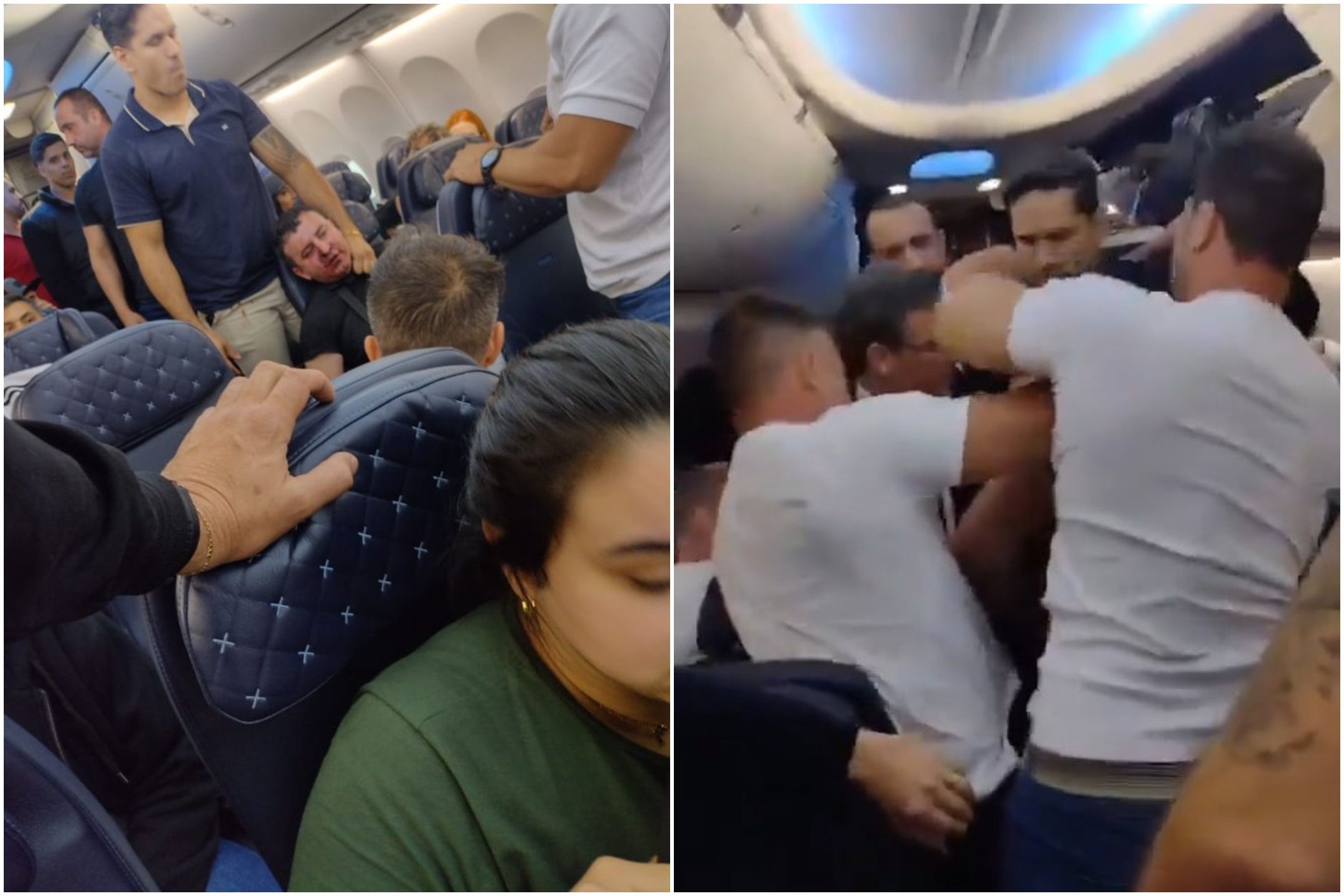 Intenta abrir la puerta de emergencia del avión, los pasajeros lo bloquean a la fuerza