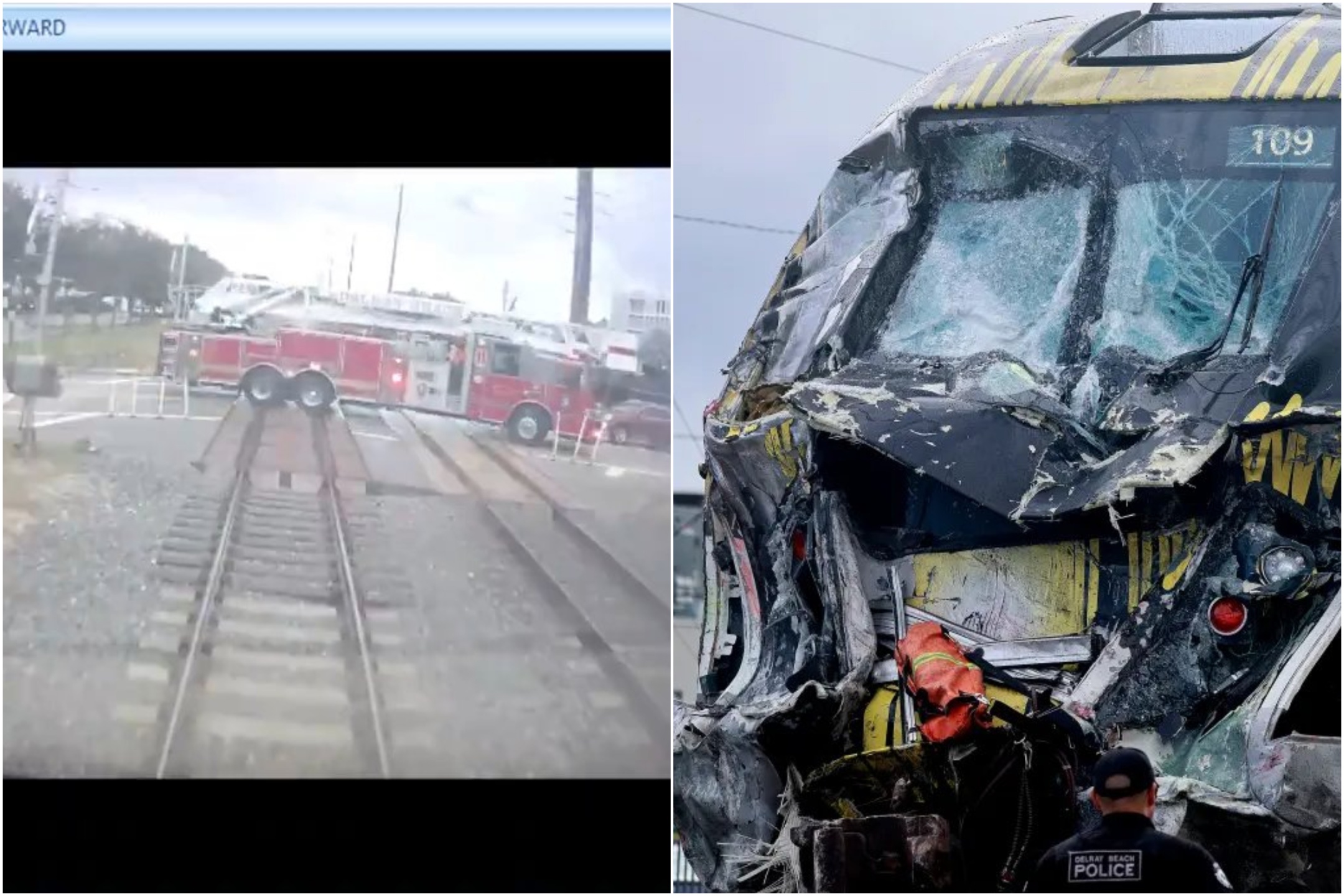 Camión de bomberos sobre las vías, partido en dos por un tren de alta velocidad: vídeo