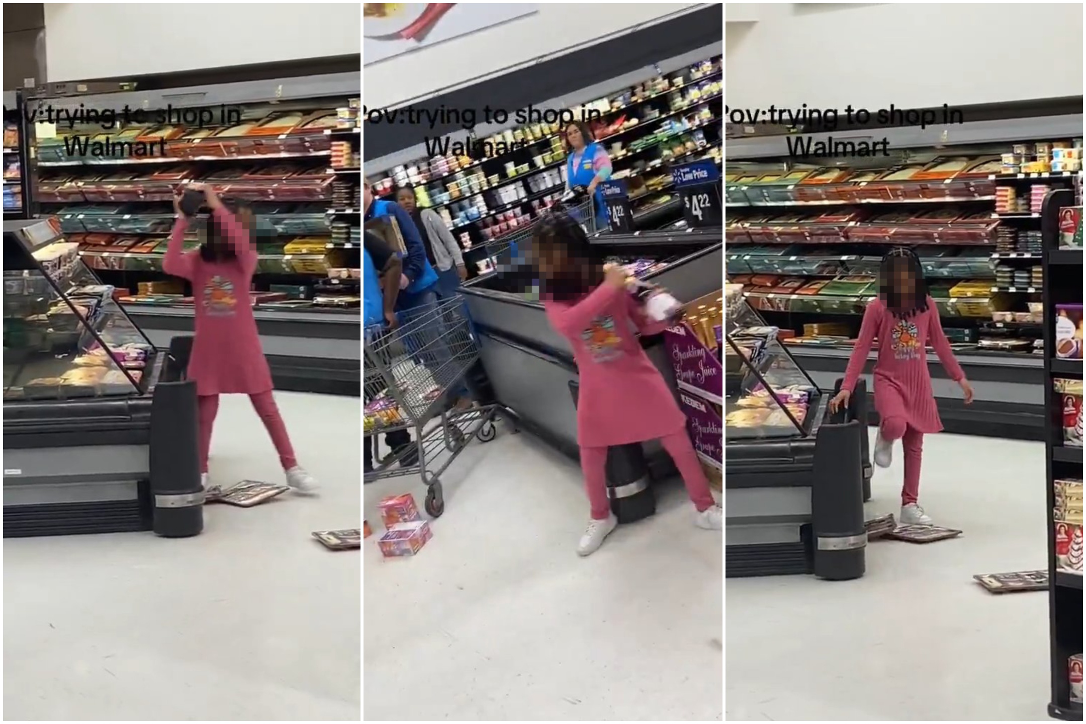 Une fille détruit un supermarché, personne n'intervient par respect pour la scène virale