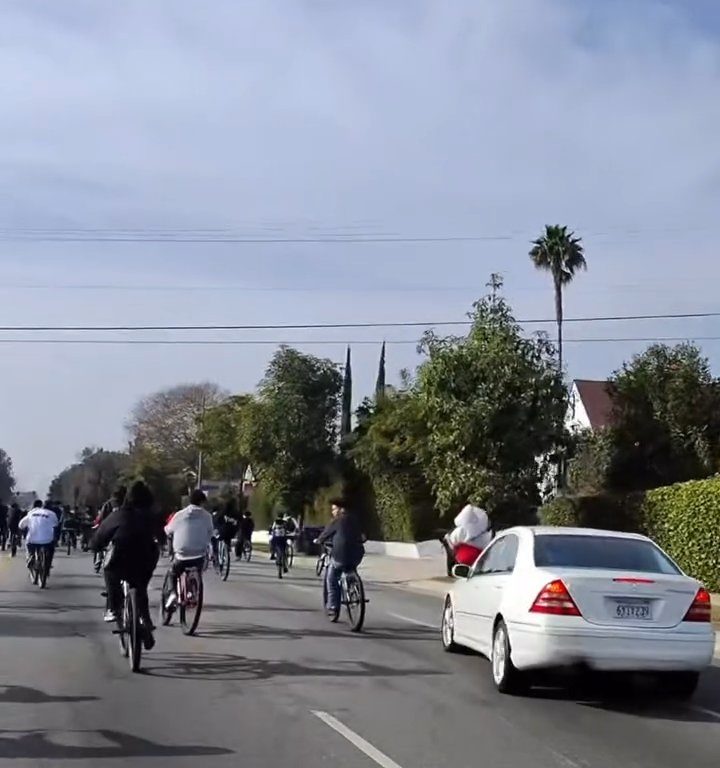 Los ciclistas invaden la carretera, un automovilista al estilo GTA casi los atropella: atrapados y golpeados