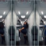Stewardess feiert Einstellung, indem sie in abgefeuertem Flugzeug twerkt