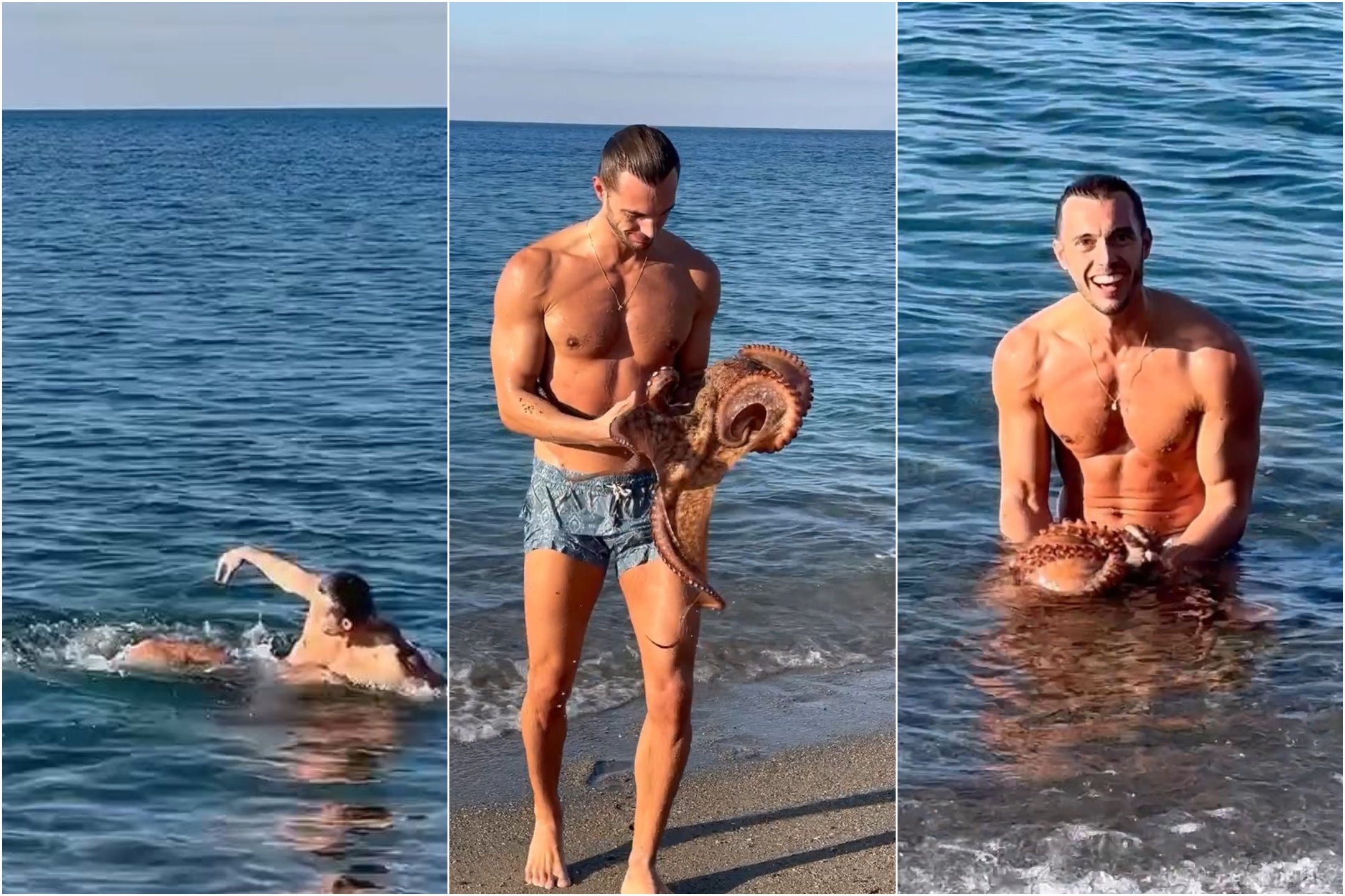 Modelo italiana abrazando un pulpo genera injusta polémica