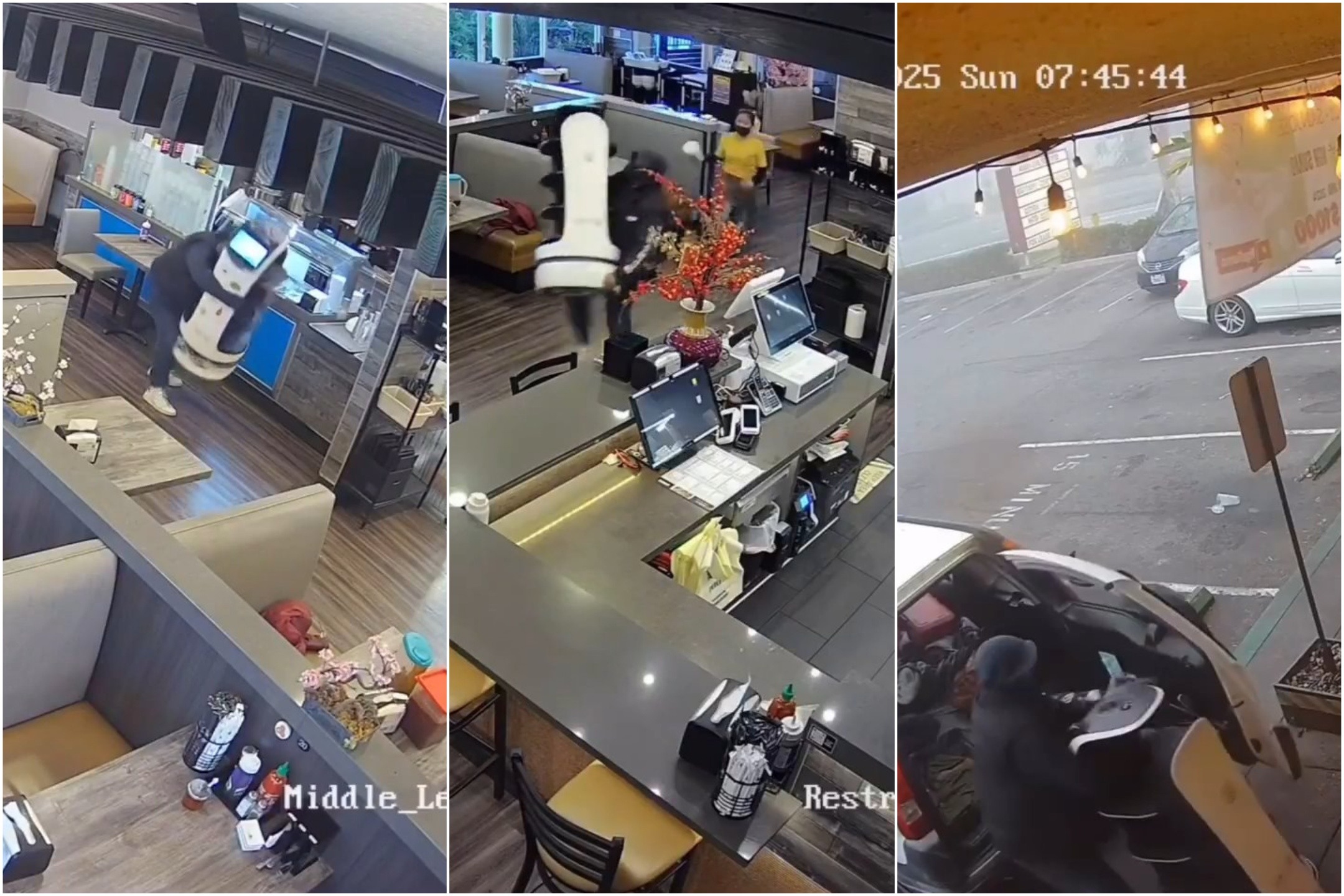 Intento de secuestro de un robot camarero: la increíble escena en un restaurante