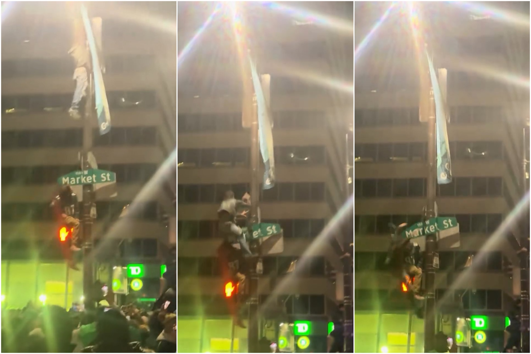 Fanático trepa a una farola y cae: muere frente a la multitud