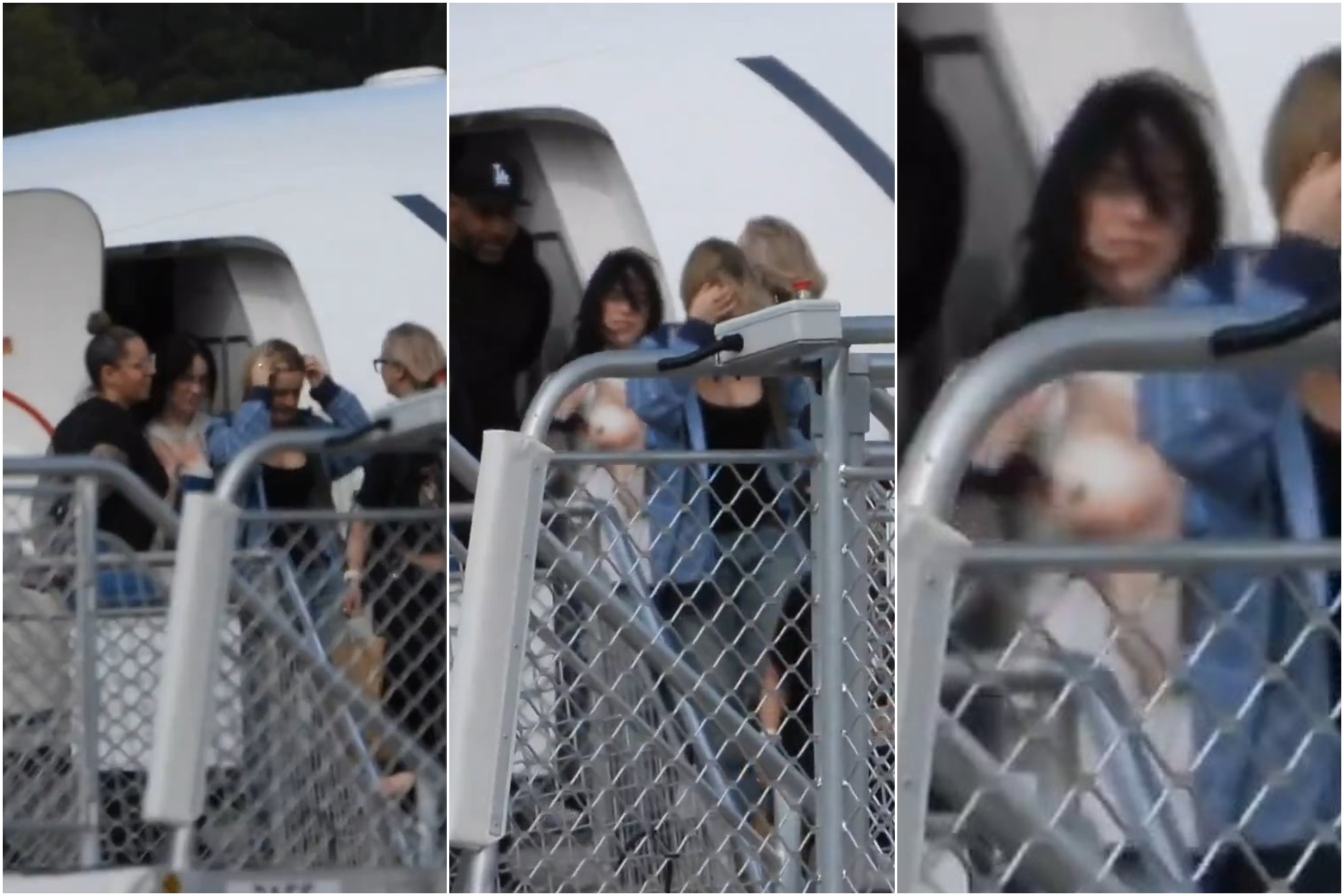 Billie Eilish llega a Australia y sale del avión con los pechos al viento aquí las imágenes