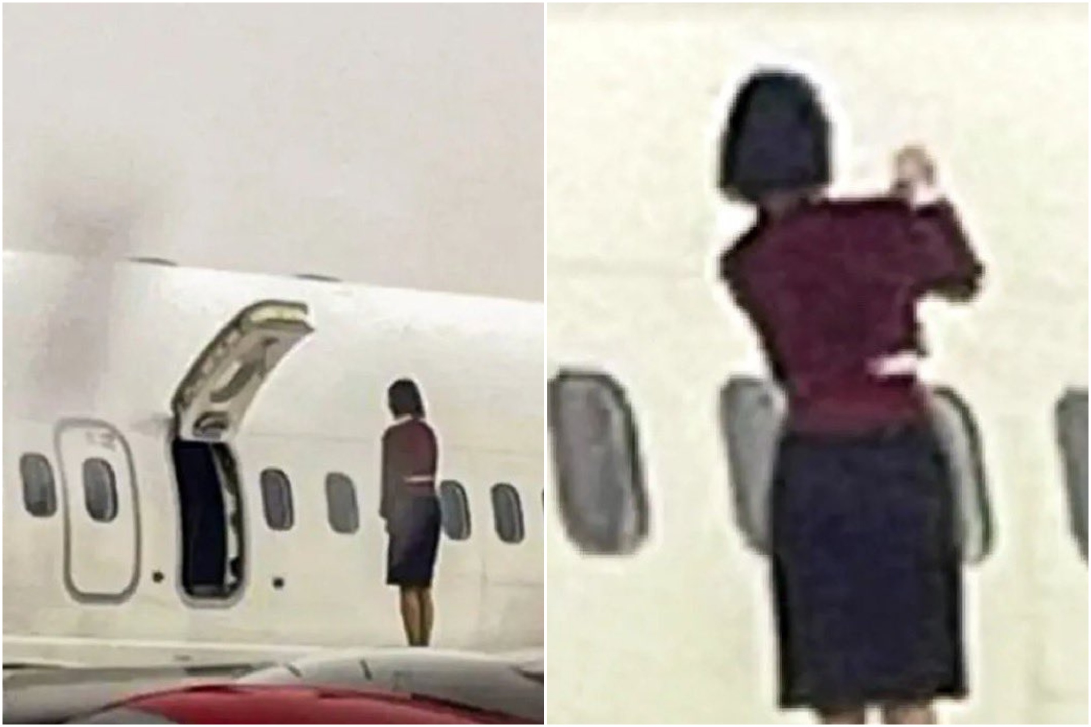 Las azafatas se toman selfies en el ala del avión, según informan