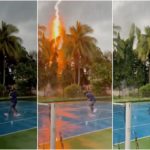 Tennisspieler beim Training vom Blitz getroffen – Schockvideo
