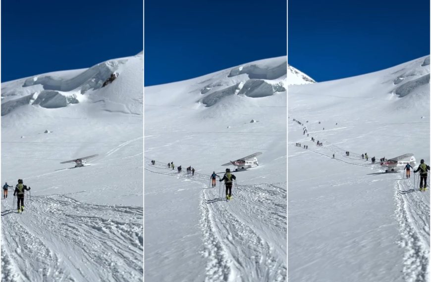 Un avion décolle et frôle un groupe de skieurs alpinistes sur le Mont Rose : la vidéo choc