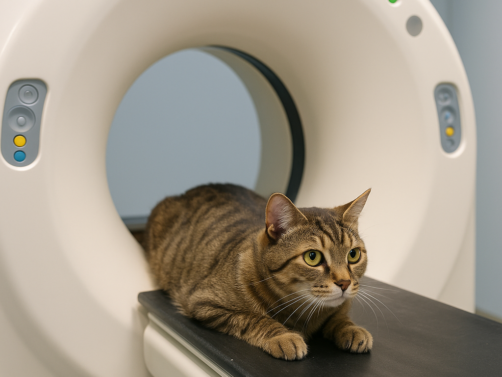 Tomografía computarizada de gato en el hospital