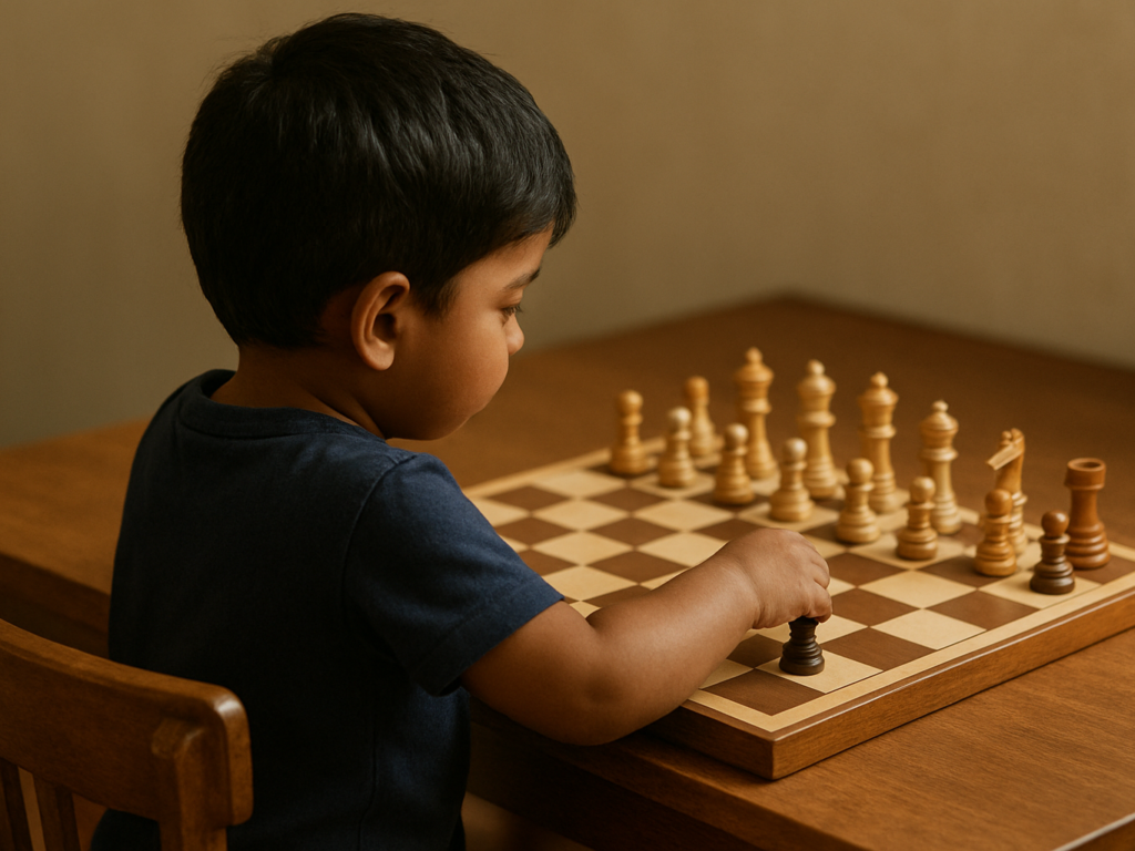 Jugador de ajedrez de tres años